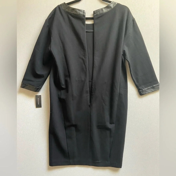 NWT Lord &  Taylor Womens Black 3/4 Sleeve Round Neck Back Zip Shift Dress Sz 8 - Picture 4 of 12